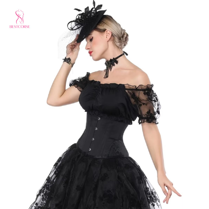 Corset gothique noir XXS à cou - Boning Corset Steel avis et prix