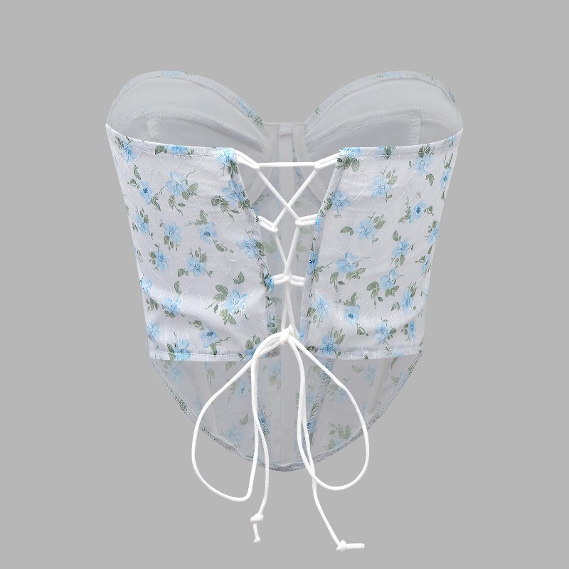 Y2K – haut Bustier à fleurs bl - Boning Corset Steel avis et prix